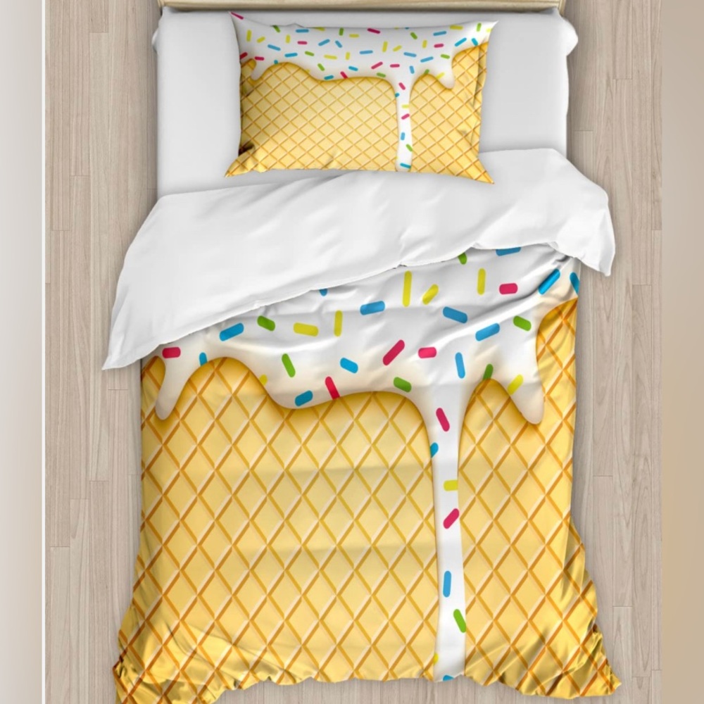 Ice cream sundae twin duvet and pillow sham